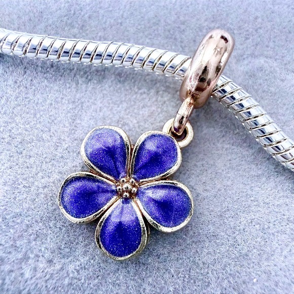 Pandora Jewelry - Purple Pansy Flower Dangle Charm fits PANDORA